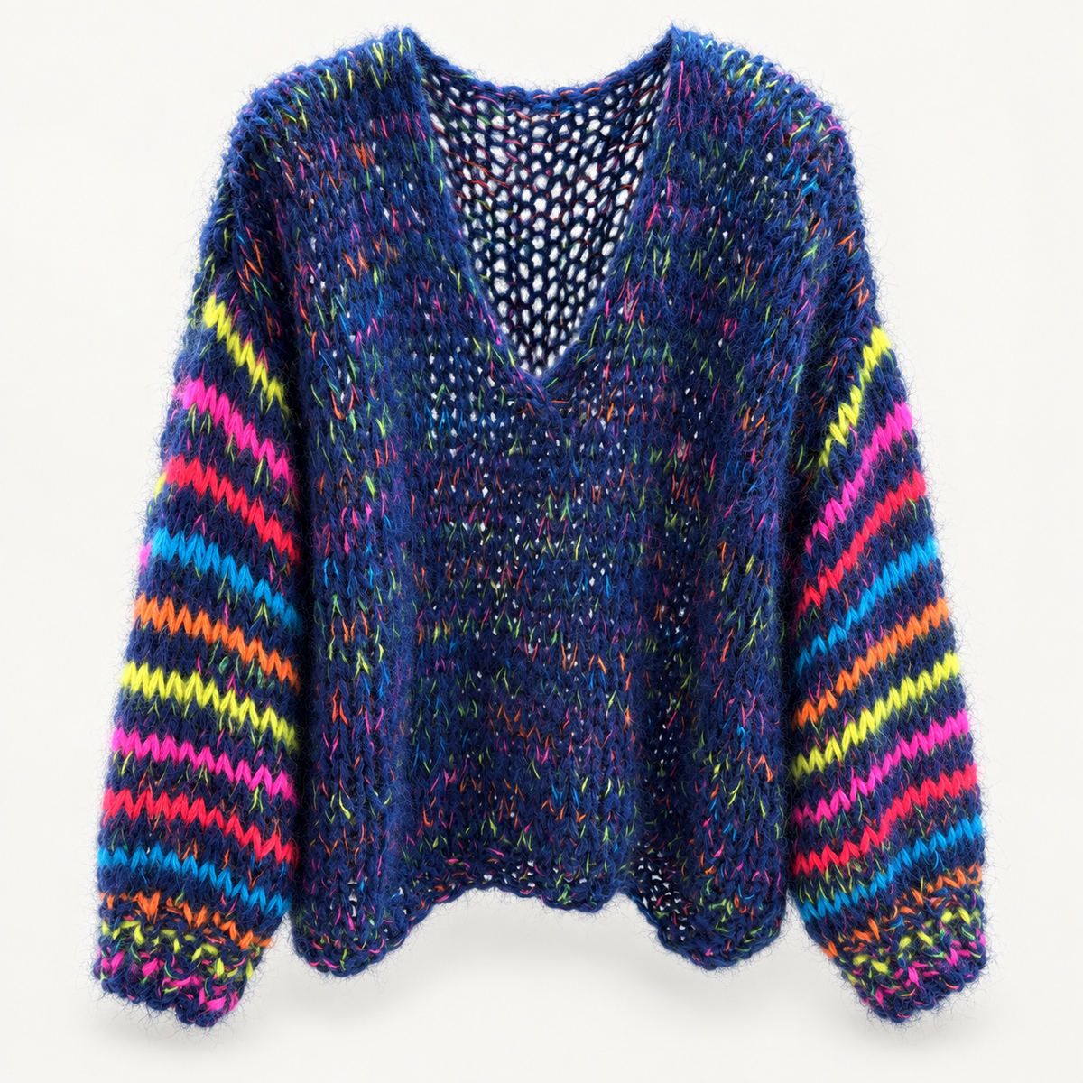 Rainbow Mohair V-Neck Sweater
